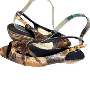 VANELI WOMENS ERTHA MULTI BROWN SLINGBACK PEEP TOE WEDGE SIZE 10
